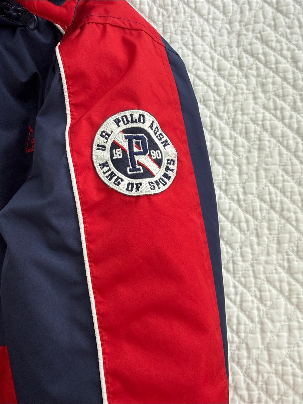 U.S. POLO ASSN.  BOYS Navy & Red Colorblock Hooded Puffer Jacket Size S (8) - Picture 11 of 16